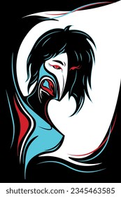 Dark shadow lady, creepy and scary