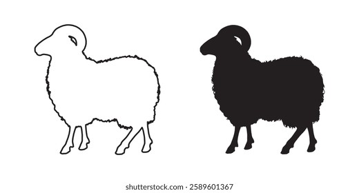 Dark Sheep Illustration - Crisp Sheep Outline for Designers
