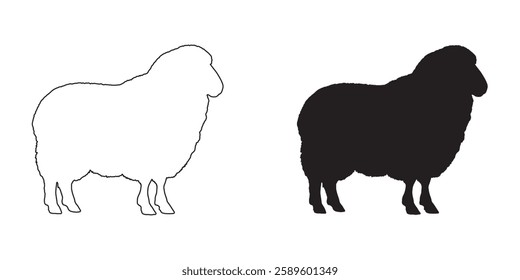 Dark Sheep Silhouette - Professional Sheep Vector for Web Use
