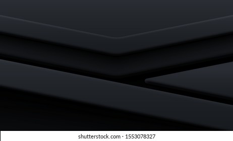 Dark sheets of paper on top of each other. Vector carbon fiber background. Black elegant background of rhombuses and arches