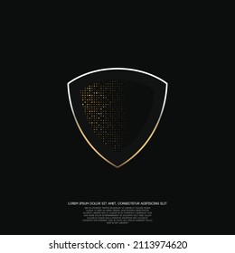 Dark shield template with gold glitter for your illustration