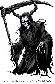 Dark shinigami with scythe and horns.