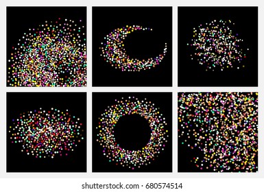 Dark shining a brilliant Golden background with scattered sequins. Bright vector background.