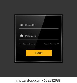 dark shiny login form ui template design
