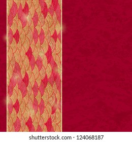Dark Shiny Retro Red Card with Wave Pattern and Place for Text