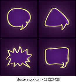 Dark Shiny Set of Bubble Speech Cards. Vector Illustration