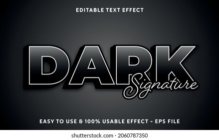 dark signature editable text effect template with abstract style use for business brand and company logo