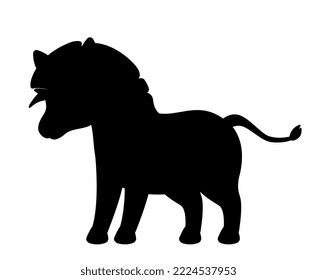 Dark silhouette of baby pony. Little horse, charming and adorable character. Educational material for children, training and learning. Poster or banner for website. Cartoon flat vector illustration