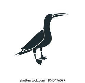 Dark silhouette of bird. Hand drawn vector illustration. Isolated on white.