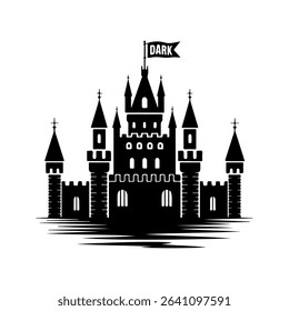Dark Silhouette Castle with Flag	

