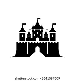 Dark Silhouette Castle with Flag	
