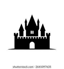 Dark Silhouette Castle with Flag	
