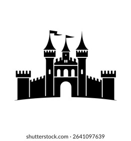 Dark Silhouette Castle with Flag	
