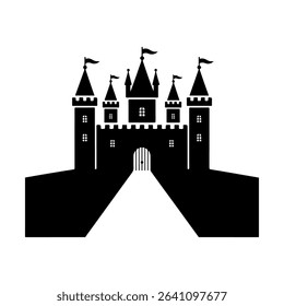 Dark Silhouette Castle with Flag	
