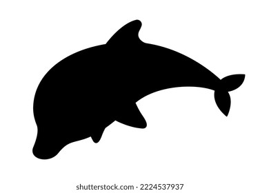 Dark silhouette of dolphin. Sea animal in minimalistic style, representative of underwater world concept. Aesthetics and elegance, beauty, creativity and art. Cartoon flat vector illustration