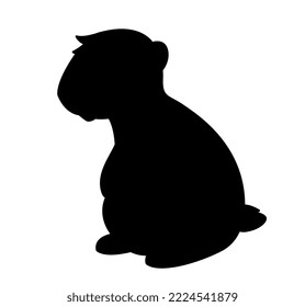 Dark silhouette of ferret. Abstract image of animal, graphic element for printing on fabric. Biology teaching Education and learning. Wildlife and fauna, mammal. Cartoon flat vector illustration