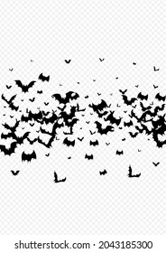 Dark Silhouette Fly Vector Transparent Background. Vampire Decor Frame. Cartoon Monster Template. Cute Illustration.