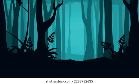 a dark silhouette forest layered parallax ready