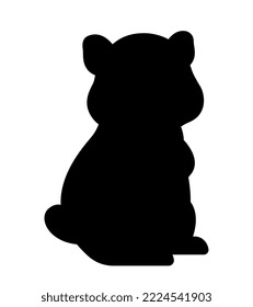 Dark silhouette of hamster. Biology, nature and fauna. Teaching material for children, education, learning and trainig. Aesthetics, elegance and beauty concept. Cartoon flat vector illustration