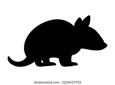 Dunkle Seide der Maus. Schatten von kleinen Tieren. Aufkleber für soziale Netzwerke und Instant Messenger. Eleganz und Schönheit. Natur, Fauna und wild lebende Tiere, Biologie. Cartoon-Flavektor-Vektorgrafik