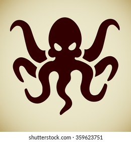 Dark silhouette of an octopus - tattoo pattern