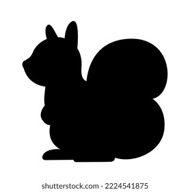 Dark silhouette of squirrel. Forest dweller, biology and fauna. Aesthetics, beauty and elegance. Sticker for social networks and messengers. Educational material. Cartoon flat vector illustration