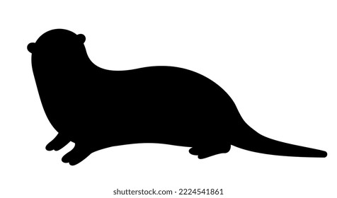 Dark silhouette of weasel. Shadow of tropical and exotic animal. Savannah and Africa. Bilology, nature and wildlife. Sticker for social networks and messengers. Cartoon flat vector illustration