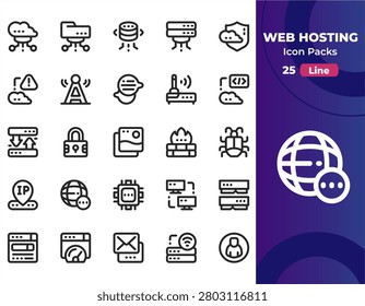 Dark silhouettes show tech and internet symbols. Icons depict servers, networks, security, and data flow. Modern digital tools suit web and cloud services. Design fits websites, apps