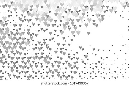 Dark Silver, Gray vector abstract lovely pattern with Hearts on white background. Happy Valentine's Day Greeting Card with small hearts. Stock template for your romantic ad, leaflet, banner.
