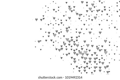 Dark Silver, Gray vector abstract lovely pattern with Hearts on white background. Happy Valentine's Day Greeting Card with small hearts. Stock template for your romantic ad, leaflet, banner.