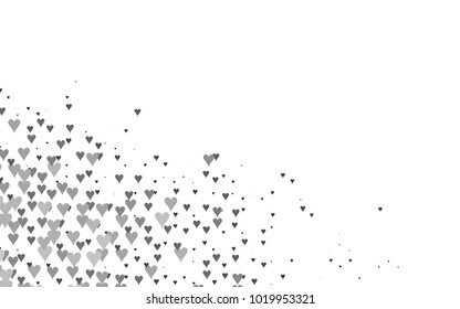 Dark Silver, Gray vector abstract lovely pattern with Hearts on white background. Happy Valentine's Day Greeting Card with small hearts. Stock template for your romantic ad, leaflet, banner.