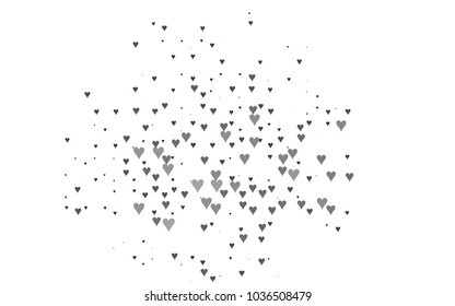 Dark Silver, Gray vector abstract lovely pattern with Hearts on white background. Happy Valentine's Day Greeting Card with small hearts. Stock template for your romantic ad, leaflet, banner.