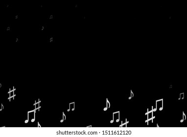 Dark Silver, Gray vector backdrop with music notes. Modern abstract illustration with melody keys. Pattern for websites of musitians.