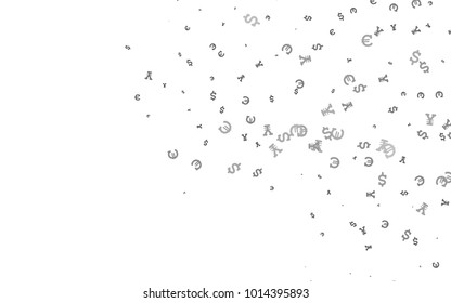 Dark Silver, Gray vector background with Euro, Dollar, Yen. Illustration with EUR, USD, JPY signs on white template. The pattern can be used as ads, poster, banner for payments.