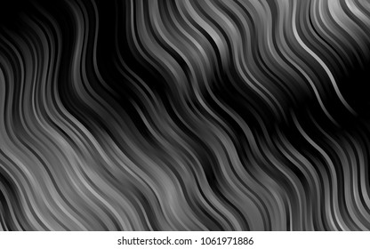 Dark Silver, Gray vector background with curved circles. Blurred geometric sample with gradient bubbles.  Textured wave pattern for backgrounds.