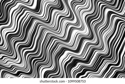 Dark Silver, Gray vector background with curved circles. Shining crooked illustration in marble style. New composition for your brand book.