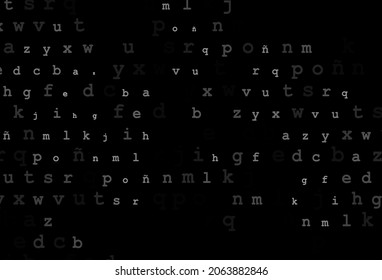 Dark silver, gray vector background with signs of alphabet. Blurred design in simple style with signs of alphabet. The pattern can be used for school, grammar websites.