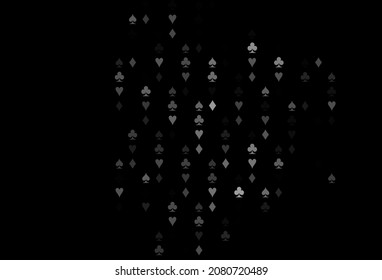 Dark Silver, Gray vector background with cards signs. Colorful gradient with signs of hearts, spades, clubs, diamonds. Design for ad, poster, banner of gambling websites.