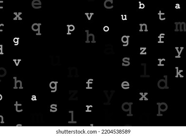 Dark silver, gray vector background with signs of alphabet. Abstract illustration with colored latin alphabet. The pattern can be used for ad, booklets, leaflets of education.