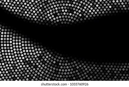 Dark Silver, Gray vector banner with circles, spheres. Abstract spots. Background of Art bubbles in halftone style with colored gradient.