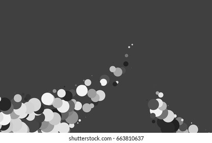 Dark Silver, Gray vector banner with circles, spheres. Abstract spots. Background of Art bubbles in halftone style with colored gradient.