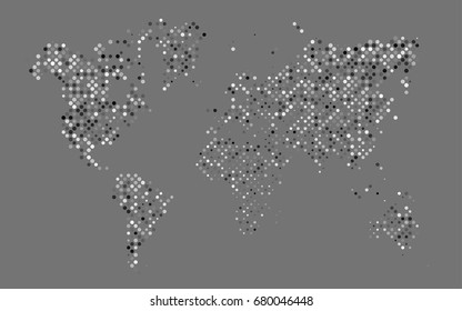 Dark Silver, Gray vector banner with circles, spheres. Abstract spots. Background of Art bubbles in halftone style with colored gradient.