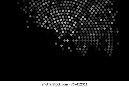 Dark Silver, Gray vector banner with circles, spheres. Abstract spots. Background of Art bubbles in halftone style with colored gradient.