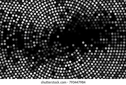 Dark Silver, Gray vector banner with circles, spheres. Abstract spots. Background of Art bubbles in halftone style with colored gradient.