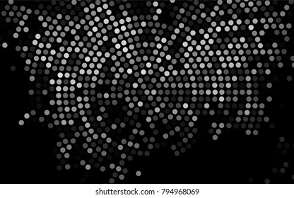 Dark Silver, Gray vector banner with circles, spheres. Abstract spots. Background of Art bubbles in halftone style with colored gradient.