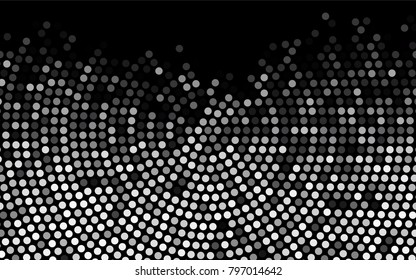 Dark Silver, Gray vector banner with circles, spheres. Abstract spots. Background of Art bubbles in halftone style with colored gradient.