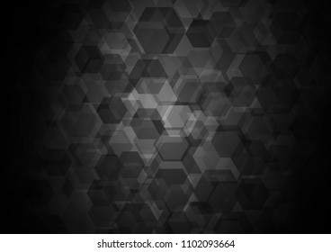 Dark Silver, Gray vector blurry hexagon background. A sample with polygonal shapes. A completely new template for your business design.