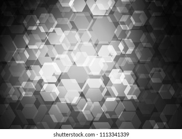 Dark Silver, Gray vector blurry hexagon template. An elegant bright illustration with gradient. The elegant pattern can be used as part of a brand book.