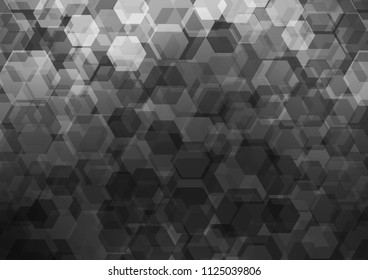 Dark Silver, Gray vector blurry hexagon background. Glitter abstract illustration with an elegant design. The template can be used as a background for cell phones.
