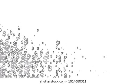 Dark Silver, Gray vector cover with financial symbols. Shining illustration with signs of dollars on abstract template. Template can be used as a background for ads of markets, loans.